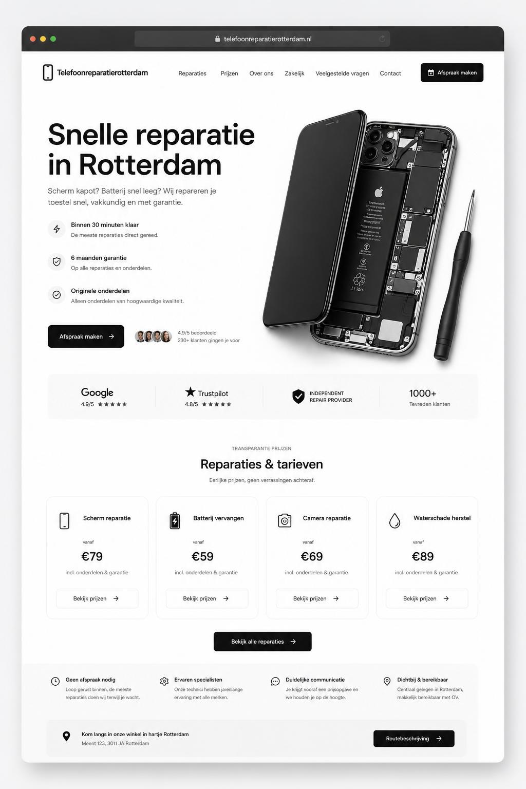 Website concept Telefoonreparatierotterdam
